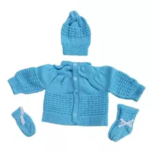 Kit Casaquinho Trico Bebê Toquinha Menino Inverno