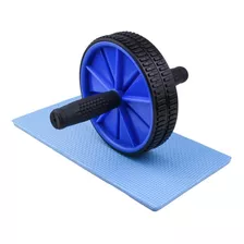 Kit Roda Desmontável Exercício Abdominal Wheel + Tapete Eva Cor Azul