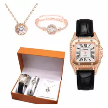 Juego De Reloj Y Joyas En Caja De Regalo Elegante 3 Piezas