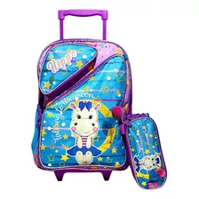 Mochila Con Carro Hippo Kids + Cartuchera