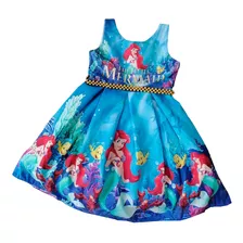 Vestido Rotondo Para Niñas De Princesa Sirenita Ariel - Rj