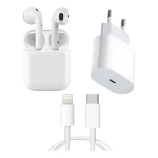 Kit Fone De Ouvido Bluetooth Sem Fio+ Cabo Usb-c+caixa Usb-c