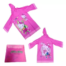 Poncho Impermeable Hello Kitty En Peva Rosa Chicle Para Niña