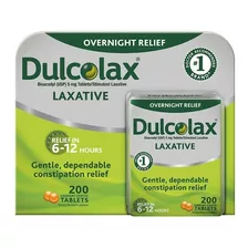 Laxante Dulcolax Laxative, 200 Tabletas Alivio De 6 A 12 Hrs