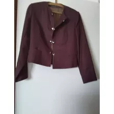 Chaqueta Cropped Paño De Pura Lana. Excelente Corte. 