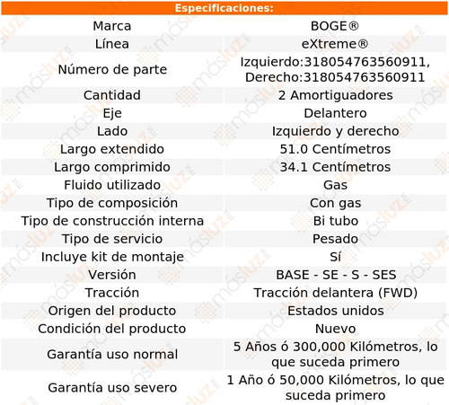 Kit 2 Amortiguadores Gas Del Freestar V6 3.9l 04/07 Boge Foto 2