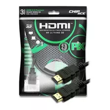 Cabo Hdmi 2.0 Premium - 3 Metros - 4k Ultrahd Hdr 60hz