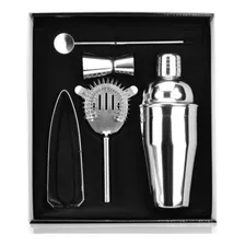 Set Kit Bartender Barman Coctelera Tragos Bebidas Acero Inox