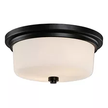 Lámpara Techo 2 Luces, Vidrio Esmerilado, Dimmable, Negro