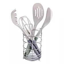 Set Utensilios De Cocina Gris Verde 4pcs Brando