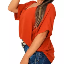 Blusa Feminina Manga 3/4 Gola V Básica Casual Camiseta