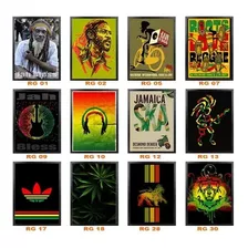 Quadro Reggae Rastafari Jah Bless Rasta Rock Com Moldura A3 Cor Cores Vivas, Impressão Hd Cor Da Armação Moldura Na Cor Preta