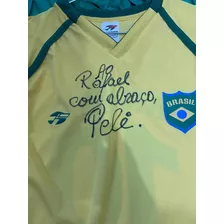 Camisa Autografada Pelo Pelé Com Dedicatória