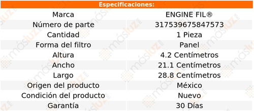 1- Filtro De Aire Commander 8 Cil 4.7l 2006/2007 Engine Fil Foto 2