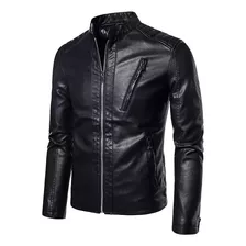 Chaqueta De Cuero Retro Para Hombre Con Terciopelo