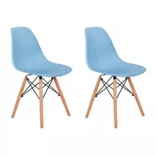 Cadeira De Jantar Decorshop Charles Eames Dkr Eiffel, Estrutura De Cor Azul, 2 Unidades