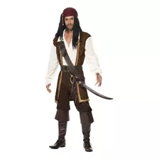 Disfraz De Pirata De Los Mares De Smiffys Para Hombre, Marró