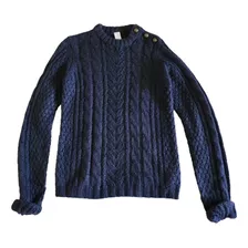 Sweater Vila Jersey De Ochos Tejido Azul Marino 3 Botones M