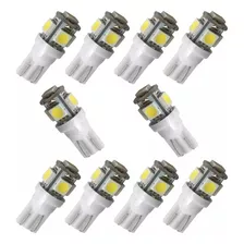 Kit 10 Lâmpadas Pingão Esmagada 5 Leds 12v Branco Tech One