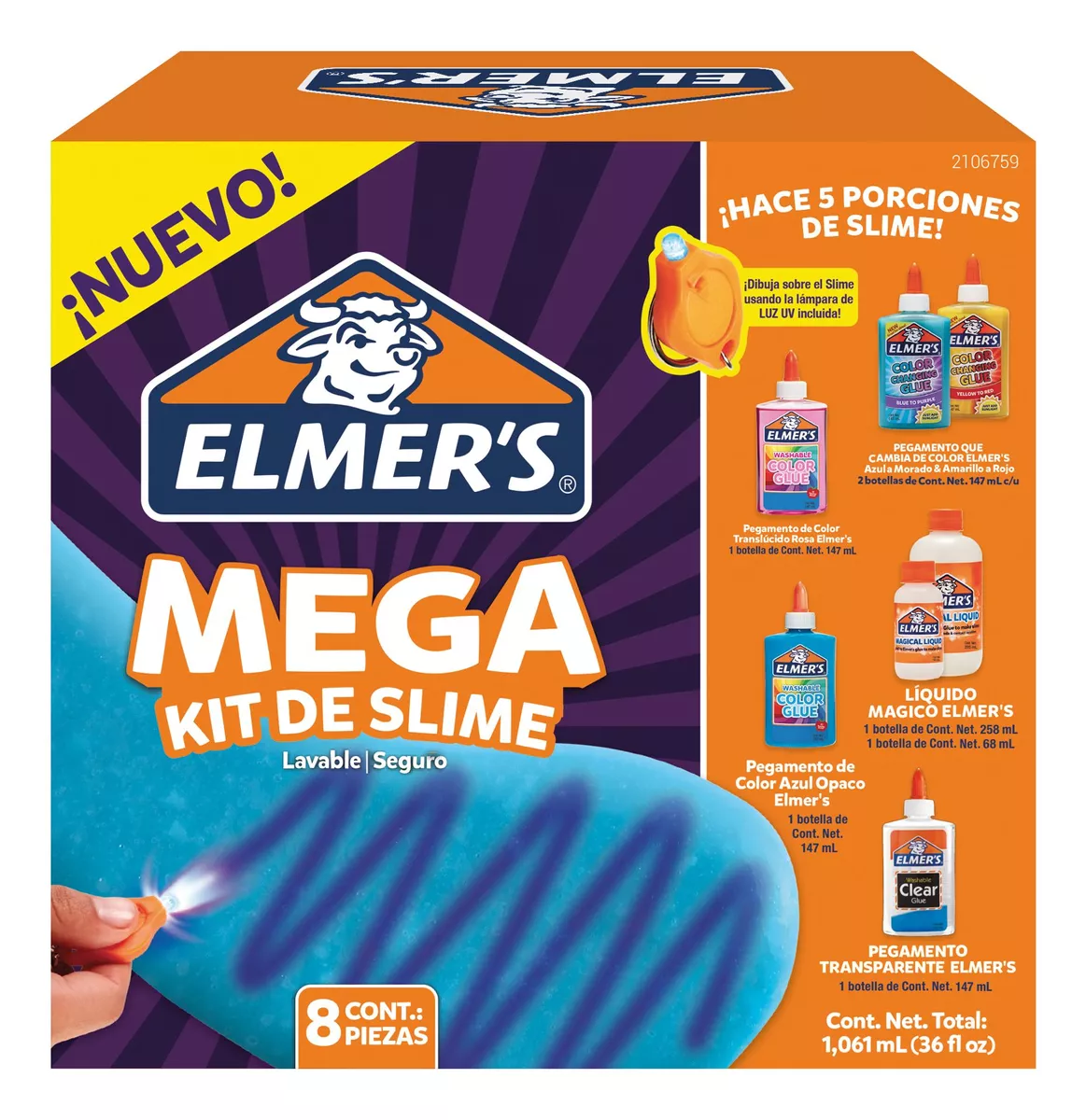 Kit Para Hacer Slime Mega Elmers 7 Piezas