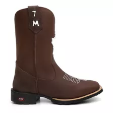 Bota Texana Masculina Marrom Canadá De Couro + Brinde 7m