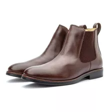 Bota Masculina Em Couro Legitimo Chelsea Confortavel Macia