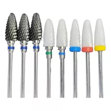 Kit 8x Brocas 3xtungstênio E 5xcerâmica Unha Gel Podologia 