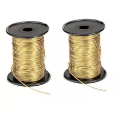 Kit 2 Cordão Metalizado Dourado - 1mm - Ouro - 50 Metros