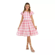 Vestido Infantil Branco Feminino Manga Curta