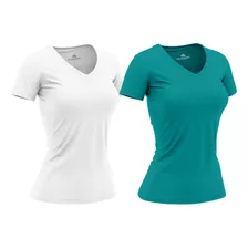 Kit 2 Blusas Feminina Dry Fit Baby Look Academia Uv+