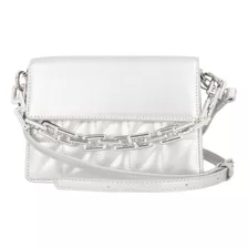 Bolso Crossbody Mujer Plata 829-00 Color Plateado Correa De Hombro Plateado Diseño De La Tela Liso