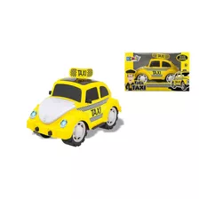 Carrinho De Taxi Fusca Carro Brinquedo Infantil Faz De Conta Cor Amarelo Personagem Fusca Taxi