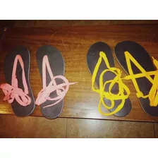 Chinelas, Ojotas, Sandalias Dama 40/41 Cordones Fluo