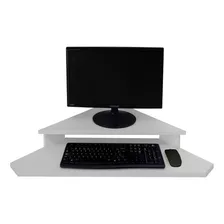 Bancada De Canto Mesa Prateleira Monitor Teclado Branco