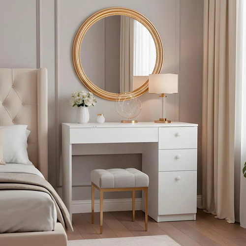 Mesa De Escritório Ditália 4 Gavetas Pe-140 Cozy Branco