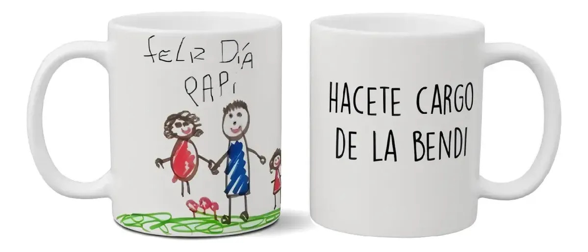 Taza De Cerámica Dia Del Padre Dibujo Exclusiva Premium Blanco Personalizado
