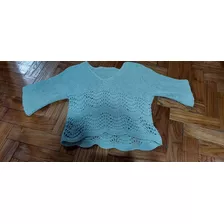 Sweater De Hilo Color Verde Agua 