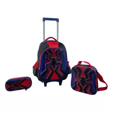 Kit Mochila+lancheira+estojo Infantil Santino Spider Limits