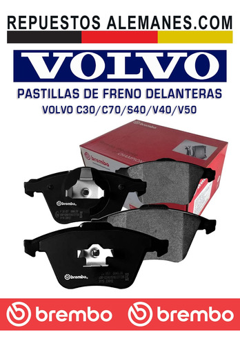 Pastillas Freno Delanteras Volvo C30 C70 S40 V40 V50 Brembo Foto 2