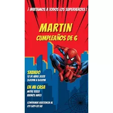 Tarjeta Para Cumpleaños De Spiderman Invitación Digital Dc