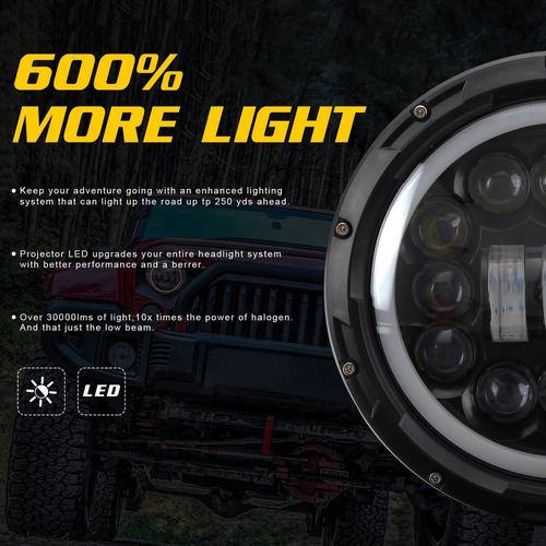 Faro Led H4 De 400 W De 7 Pulgadas Para Suzuki Samurai Jeep Foto 6