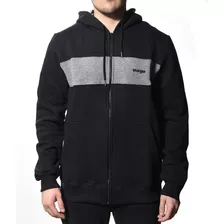 Campera Algodon Hombre Wrangler Hoodie Line Logo Negro