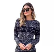 Blusa De Trico Tricot Feminina Losango Inverno Frio Malha