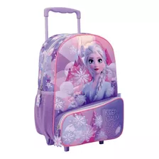 Mochila De Frozen 16'' Con Carro Ruedas Elsa