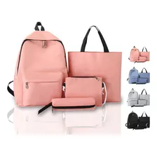 Set 4 Mochila Bolsas Escolar Estudiante Lapicera Tote Lona