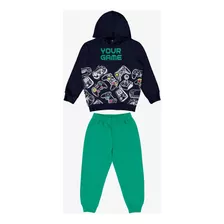 Conjunto Infantil Blusão Com Calça Rovi Kids Azul