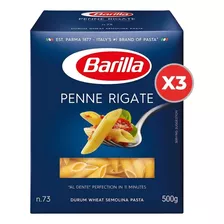 Fideos Barilla Penne Rigate Nº 73 500 Gr. Pack X3