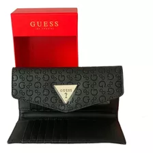 Billetera Guess Color Negro Mate Y Negro Brillante - Mujer