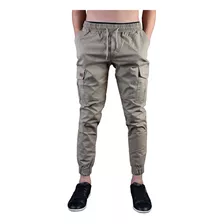 Jogger Cargo De Gabardina Con Elastico En Cintura Y Puños