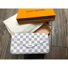 Bolsa Lv Azur Damier Felicie Pochette Inter Rosa Cadena